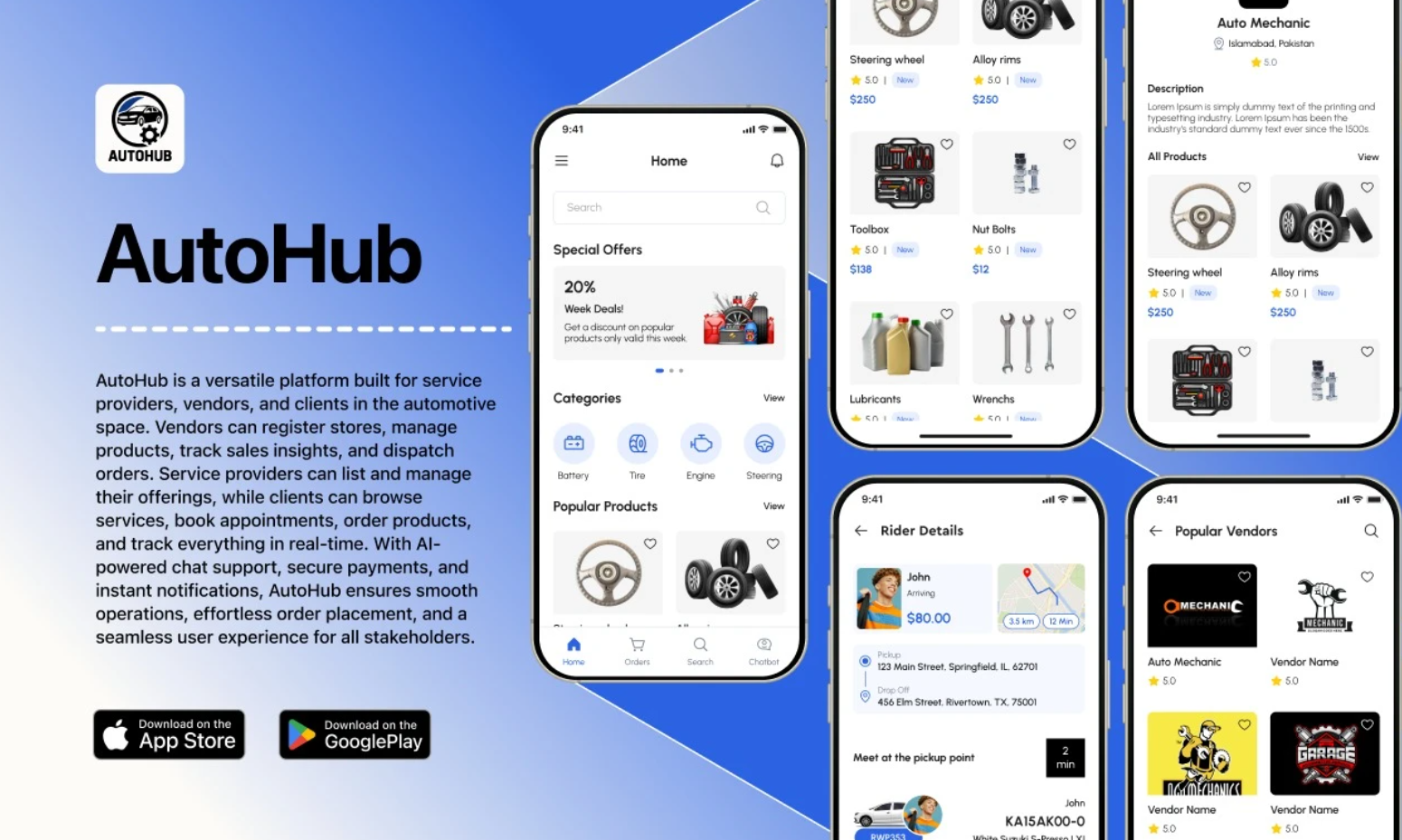 AutoHub Automotive Marketplace product interface