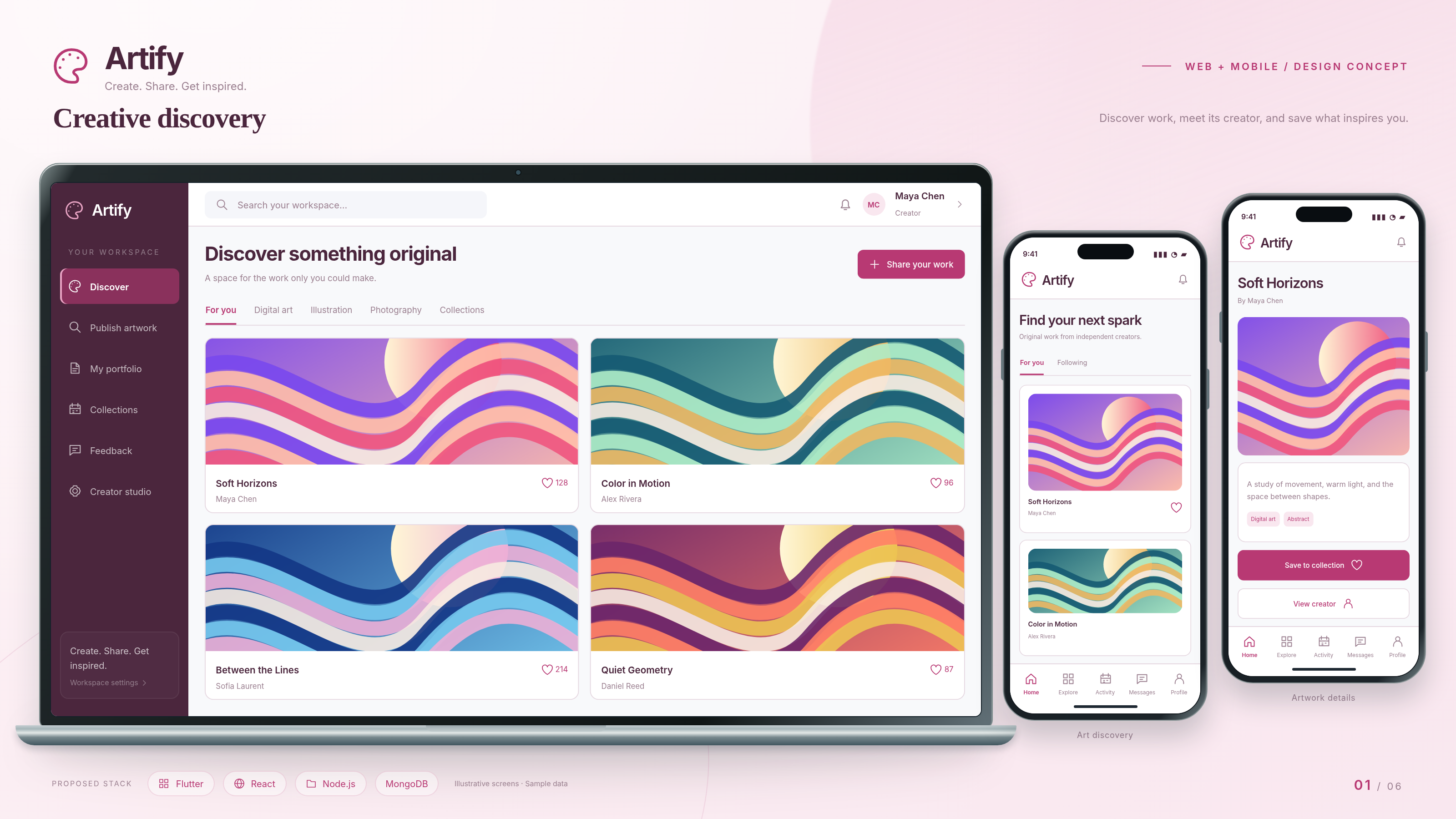 Artify web and mobile design concept