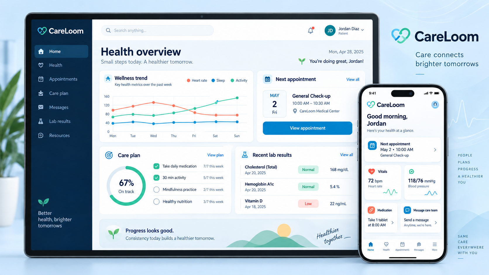 CareLoom web and mobile design concept