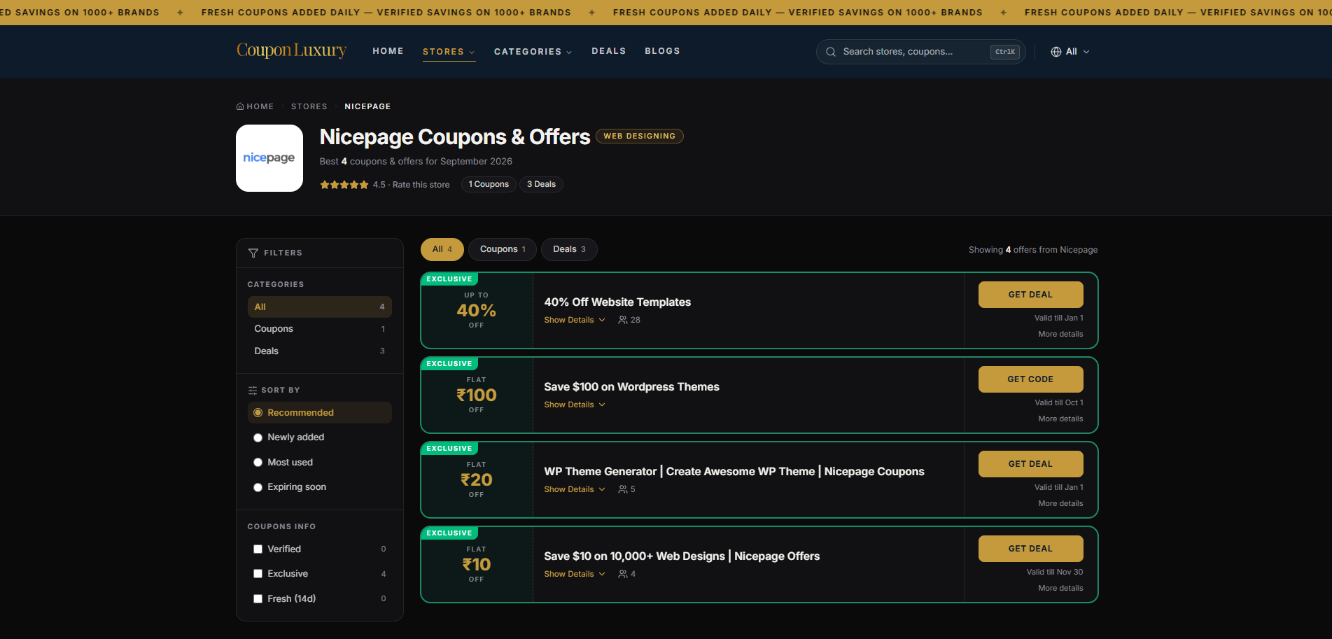 Coupon Luxury interface view 2
