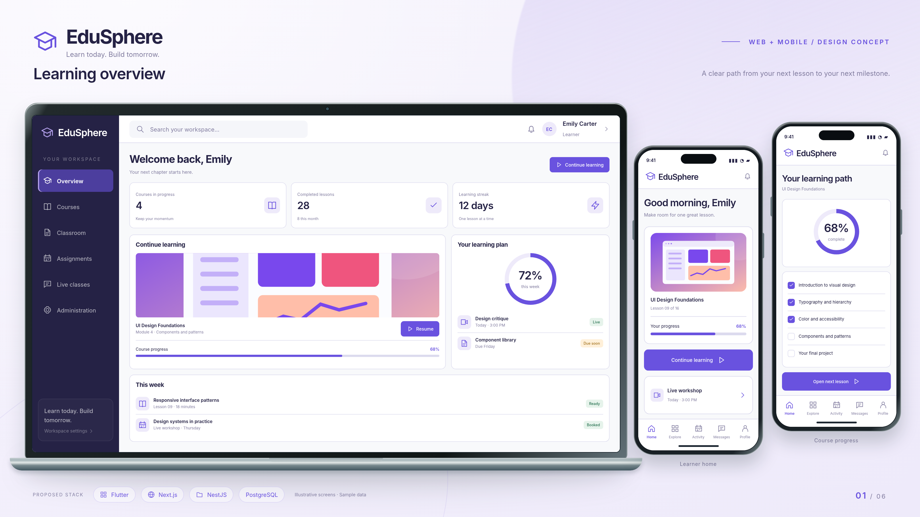 EduSphere web and mobile design concept