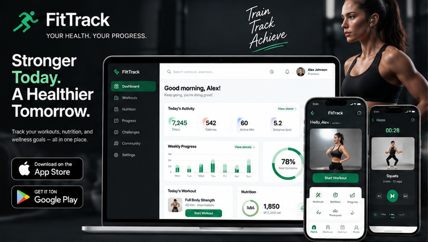 FitTrack web and mobile design concept