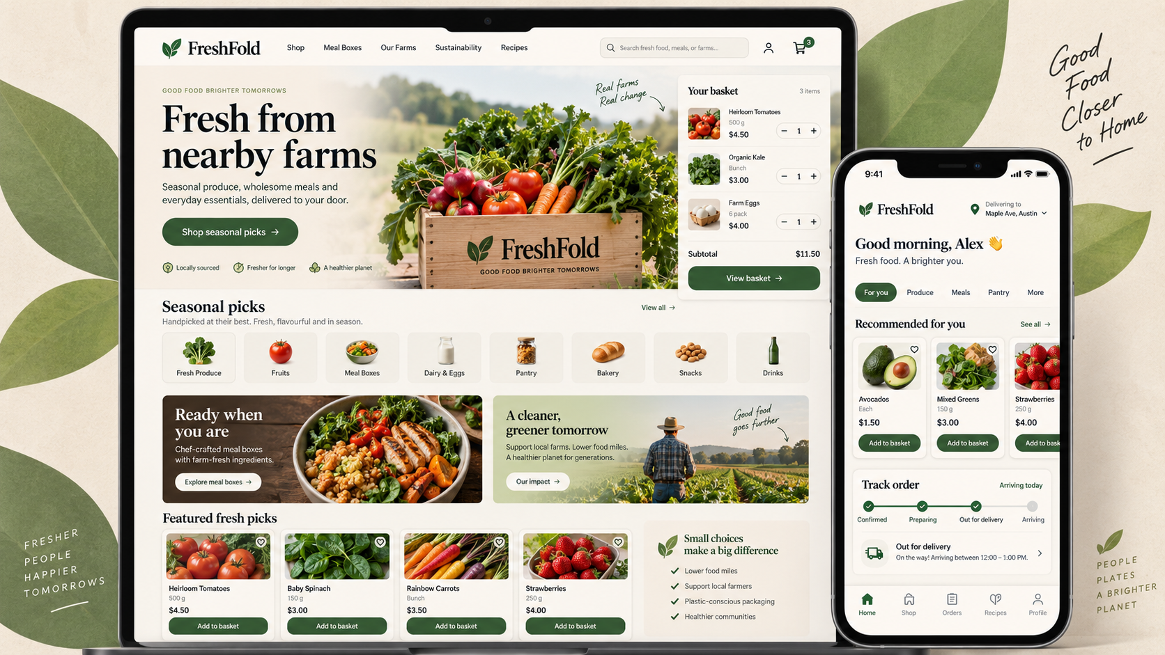 FreshFold web and mobile design concept