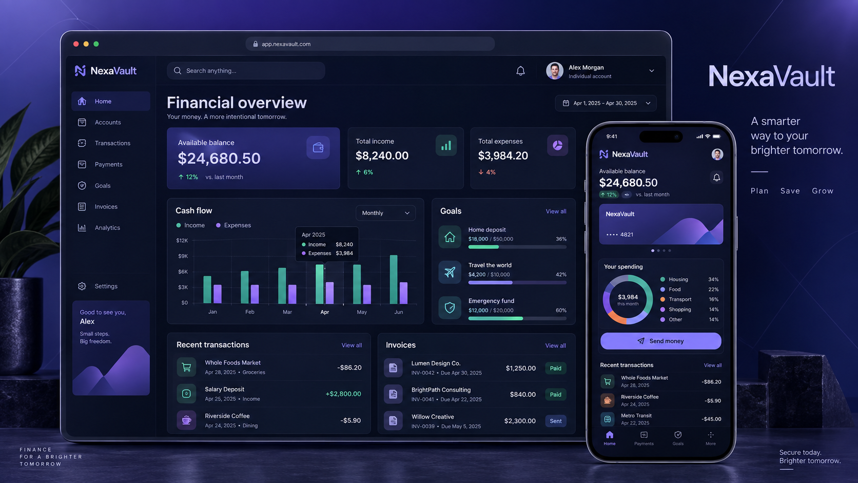 NexaVault web and mobile design concept