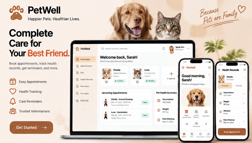 PetWell web and mobile design concept