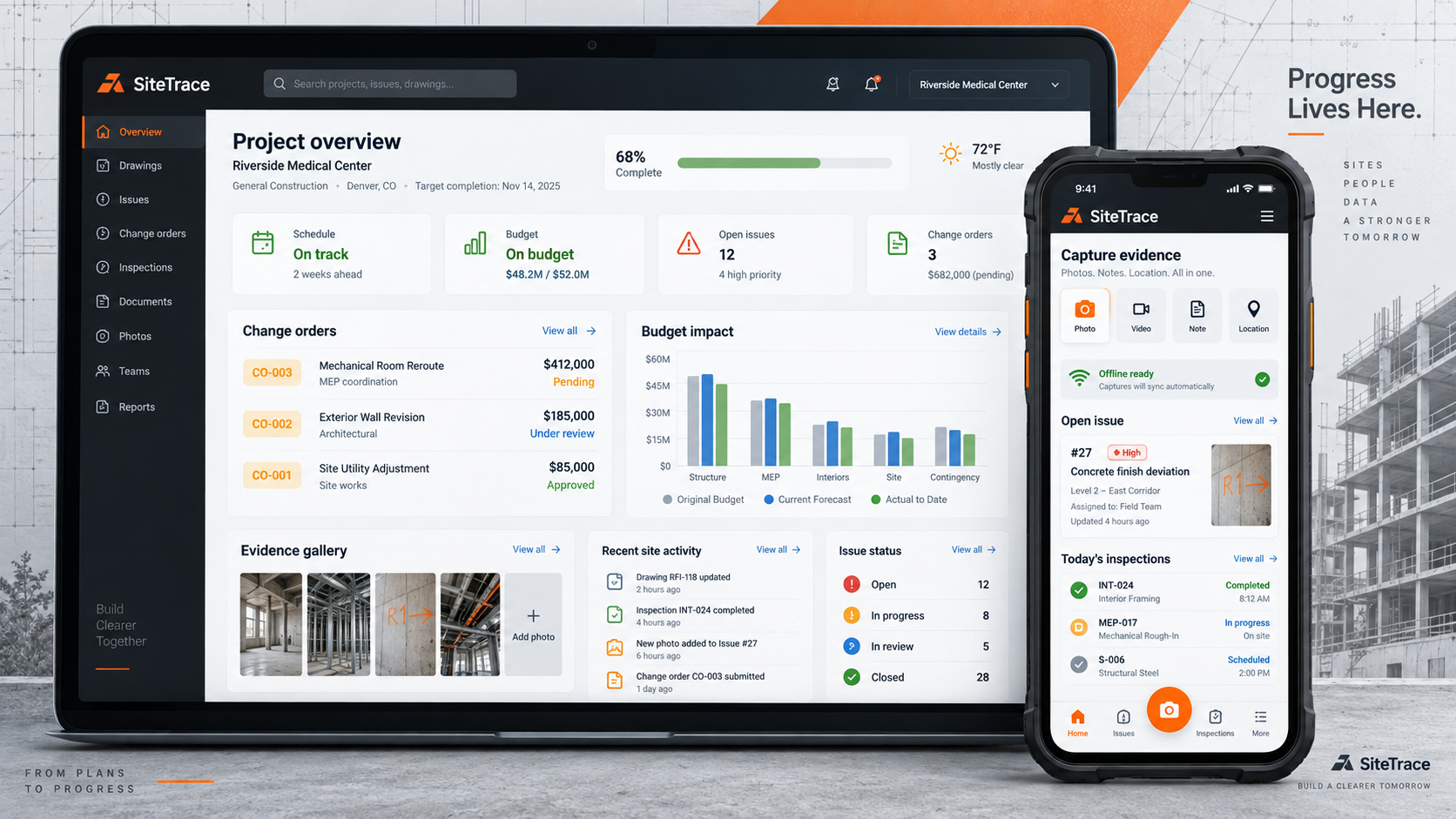 SiteTrace web and mobile design concept