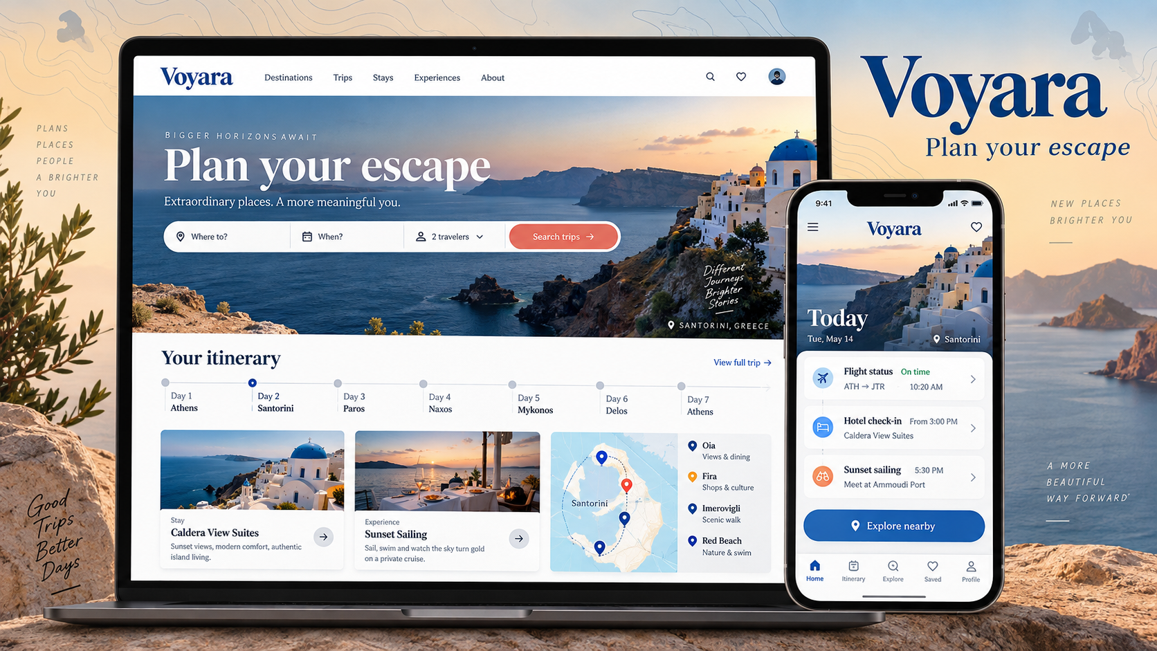 Voyara web and mobile design concept